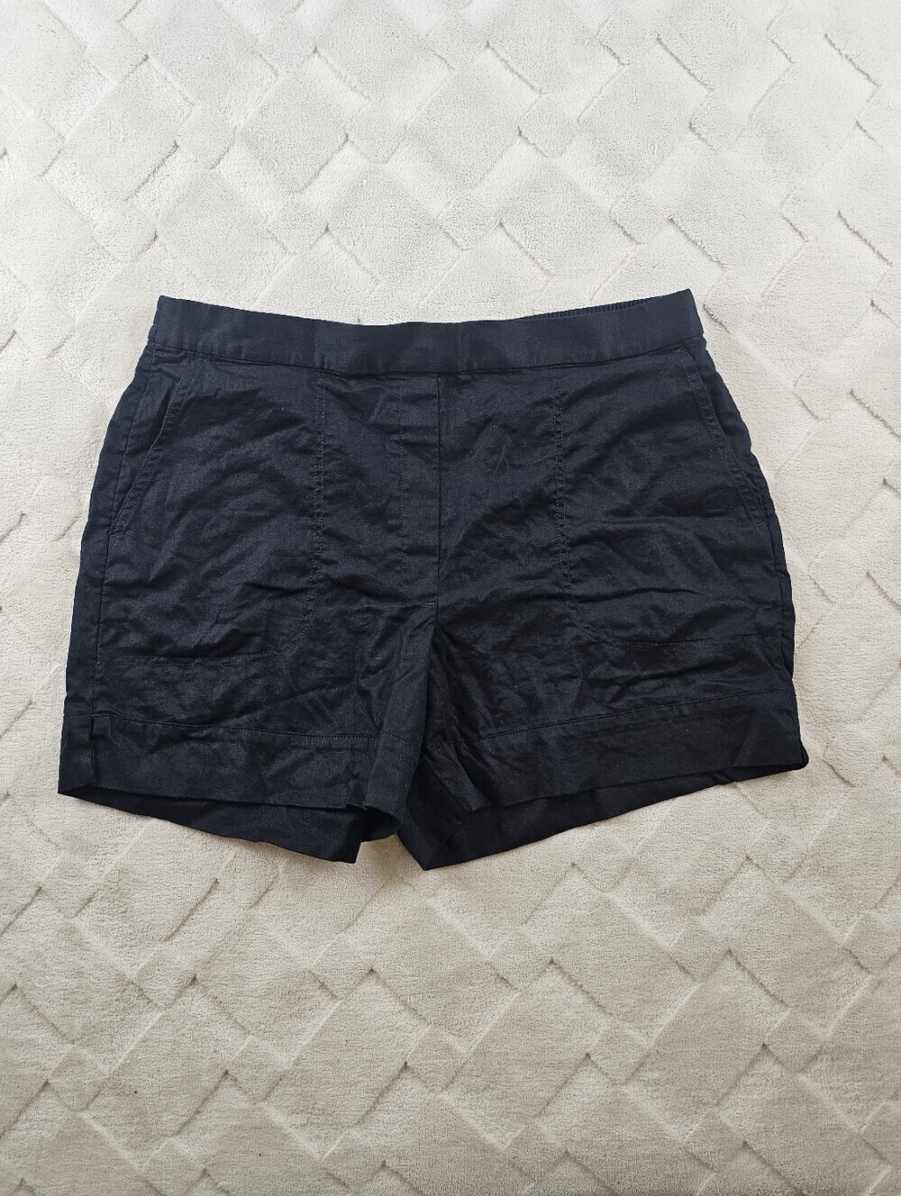 Banana Republic High Rise Linen Shorts Womens Extra Large Black Elastic Waist